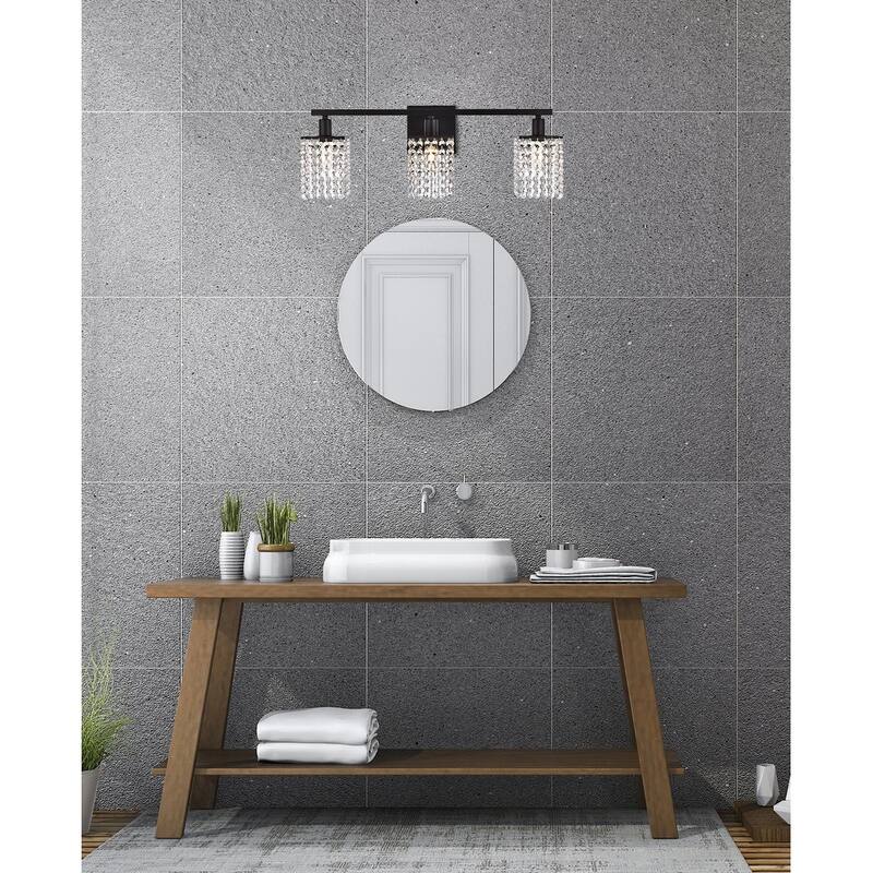 Phoenix 3 Light Bath Sconce with Clear Crystals