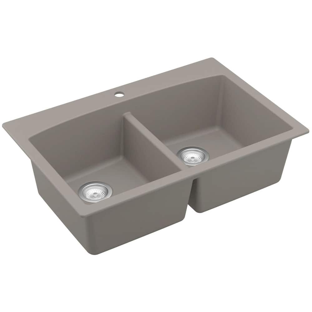 Karran USA QT-710 Drop-in Quartz/Granite 33" 1-Hole 50/50 Double Bowl