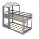 preview thumbnail 4 of 15, Grey Twin over Twin Solid Wood Bunk Bed with Roof, Window, and Guardrail