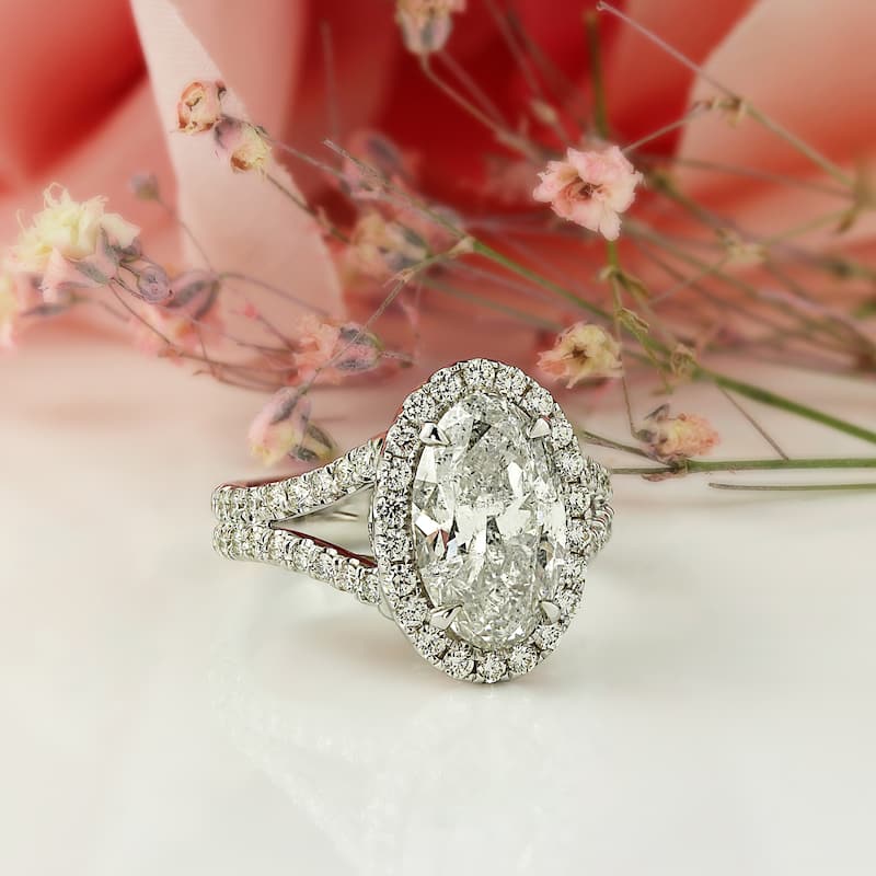 Auriya 18KT Gold 5 1/4ctw Oval-cut Halo Diamond Engagement Ring Certified (H-I, I1-I2)