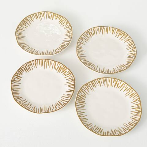 Sullivans Ornate Gold Trim Dinner Plates - Set of 4
