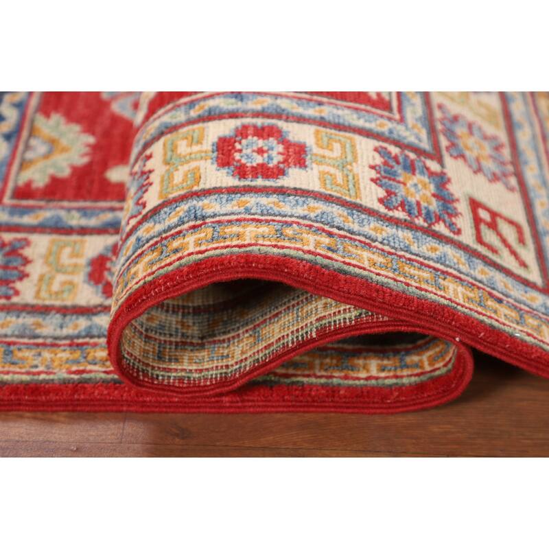 Red Traditional Kazak Foyer Rug Hand-Knotted Wool Carpet - 2'9" x 4'1"