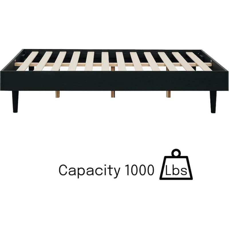 Modern Wooden Platform Bed Frame with Floating Design