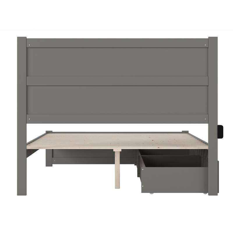 Modern Bed with Footboard & Drawers - Grey Bedroom Furniture Set