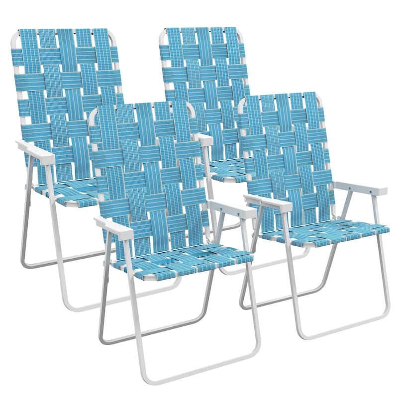 Outsunny Set of 4 Patio Folding Chairs, Classic Outdoor Camping Chairs, Portable Lawn Chairs for Camping