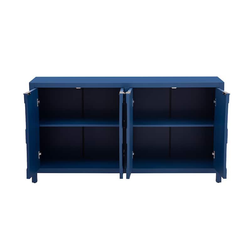 Four-Door Sideboard with Honeycomb Patterned Doors - Navy Blue