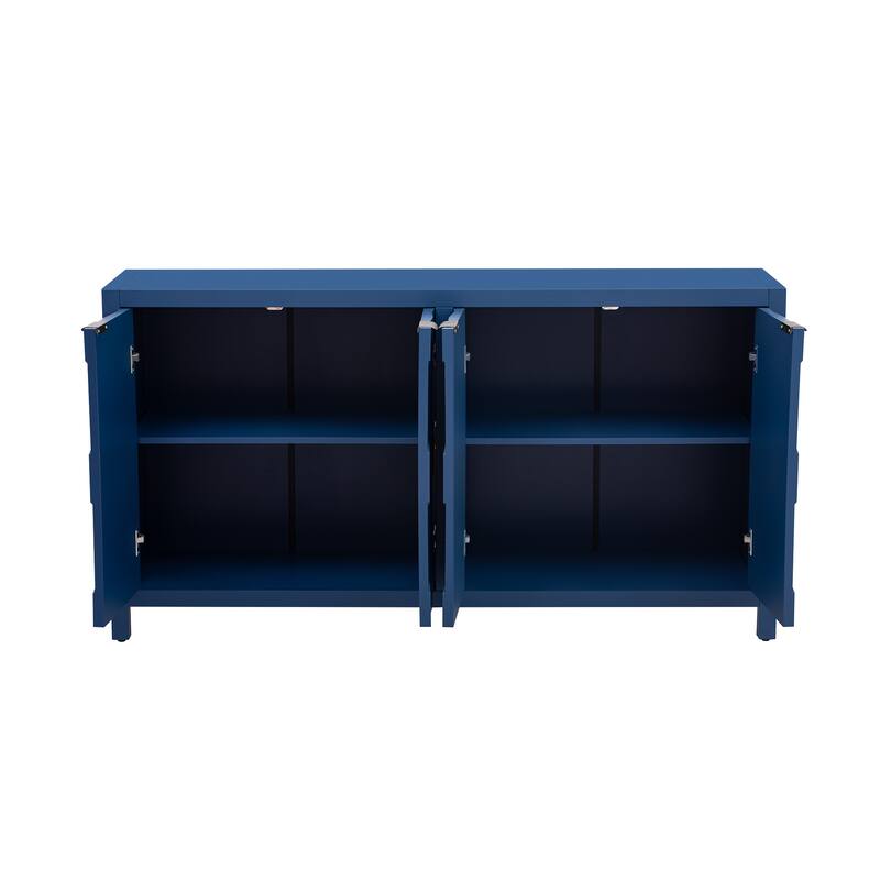 Luxurious Four-Door Sideboard with Honeycomb Patterned Doors