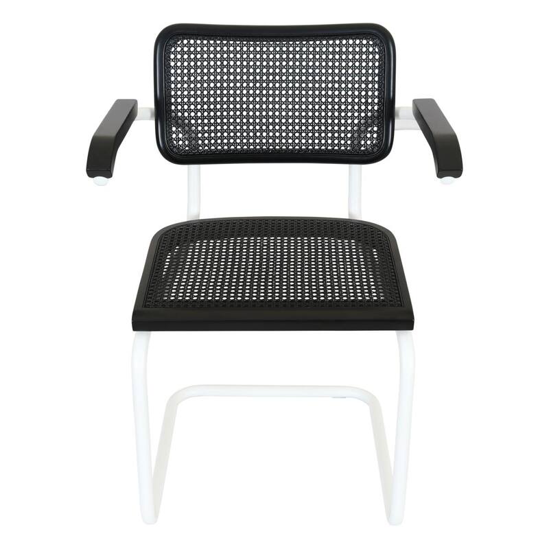 Breuer Chair Company Marcel Breuer Cesca Cane Cantilever Armchair Arm Chair w/ White Steel Frame (Various Wood & Cane Colors)