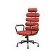 preview thumbnail 4 of 4, Vintage Antique Red Top Grain Leather High Back Office Chair with Height Adjustment and Swivel Function, Wheels 360° Swivel