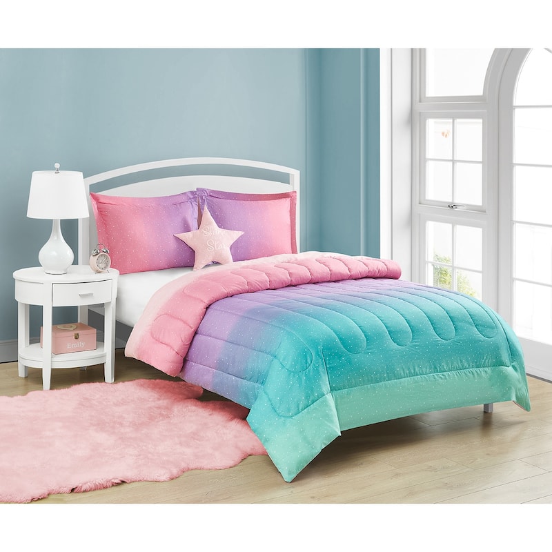 Jada Celestial Ombre Pink/Purple/Aqua Soft Microfiber Comforter Set ...