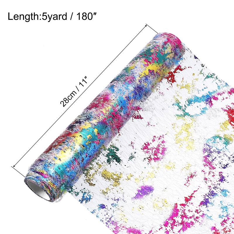 Rainbow Table Runner, Metallic Foil Thin Mesh - 11 x 180 Inch