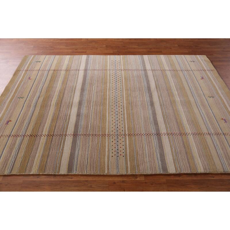 Hand Knotted Oriental 100% Wool Carpet Tribal Animal Pictorial Multi-Colored Gabbeh Area Rug - 7' 8'' X 5' 4''