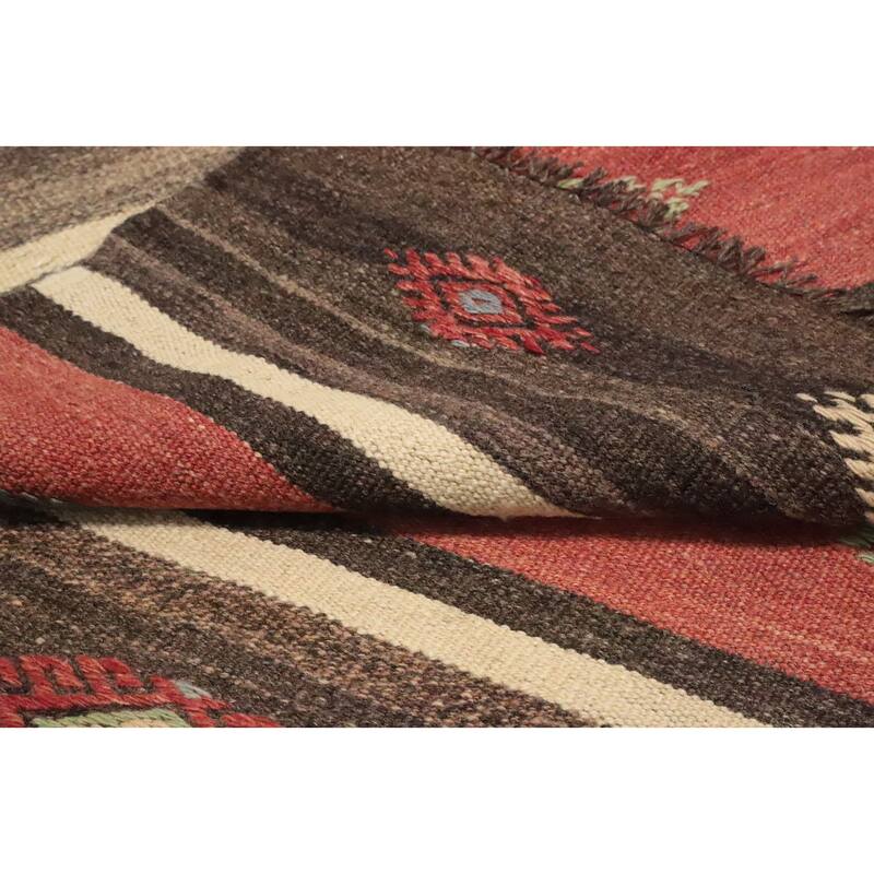 Hand Woven Oriental 100% Wool Carpet Southwestern Tribal Multi-Colored Kilim Area Rug - 10' 4'' X 5' 9''