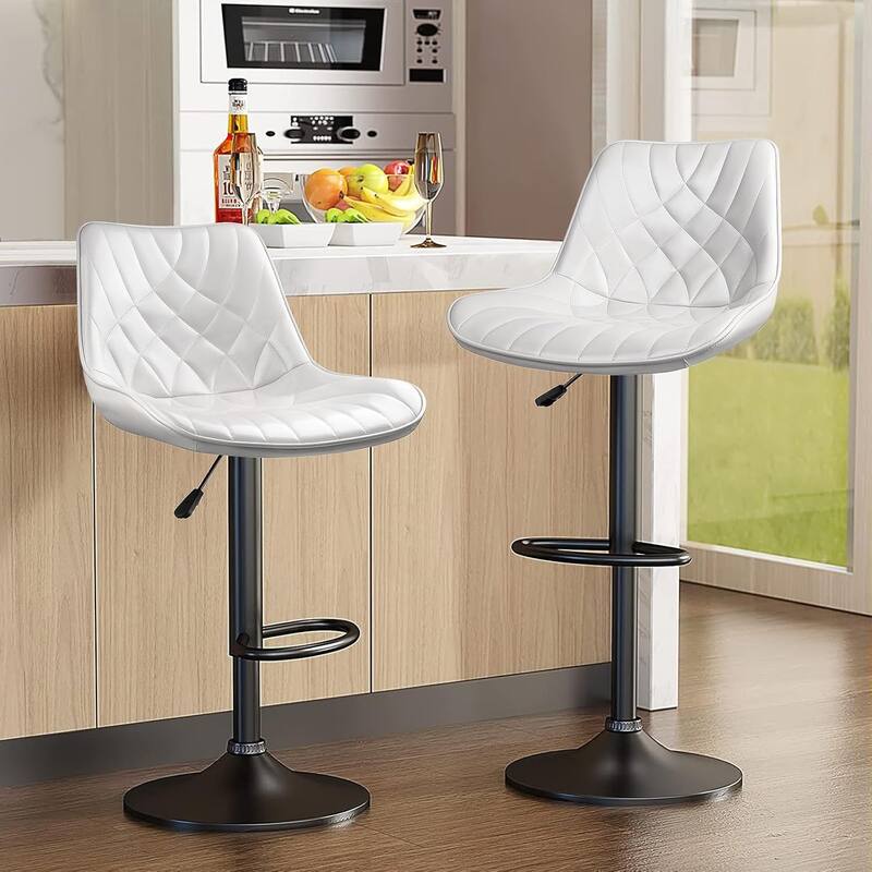 BOSSIN Bar Stools,Counter Heigh Faux Leather Adjustable Bar Stools with Back, Dining Chair