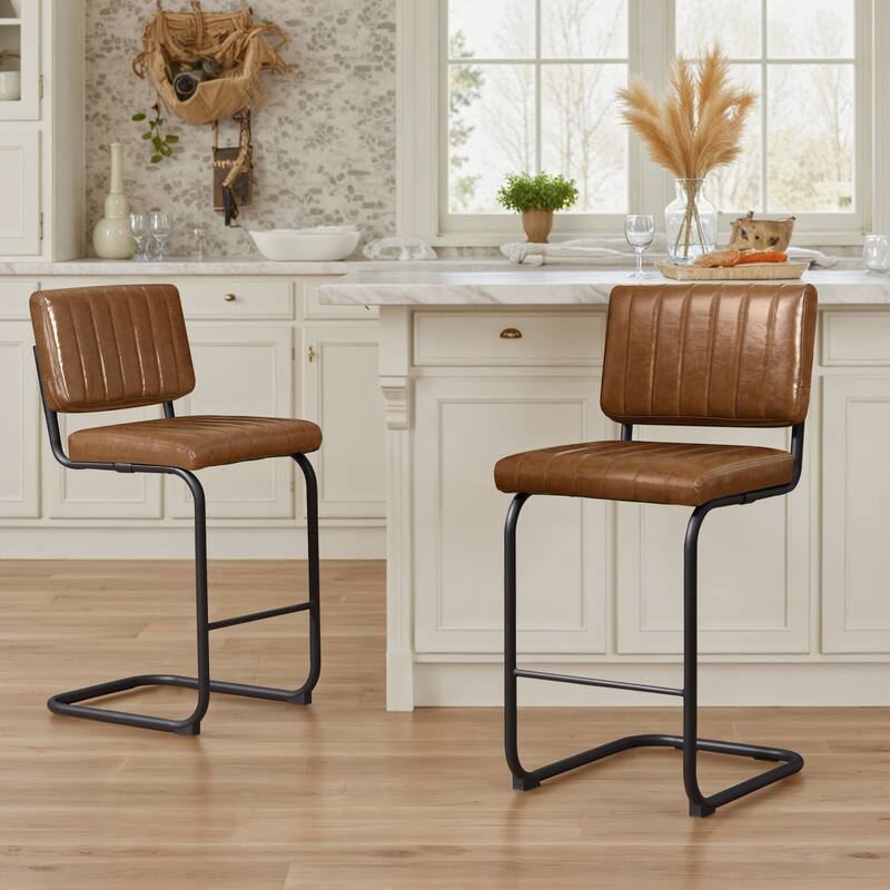 Art Leon Rustic Upholstered Counter Height Bar Stools (Set of 2 ...