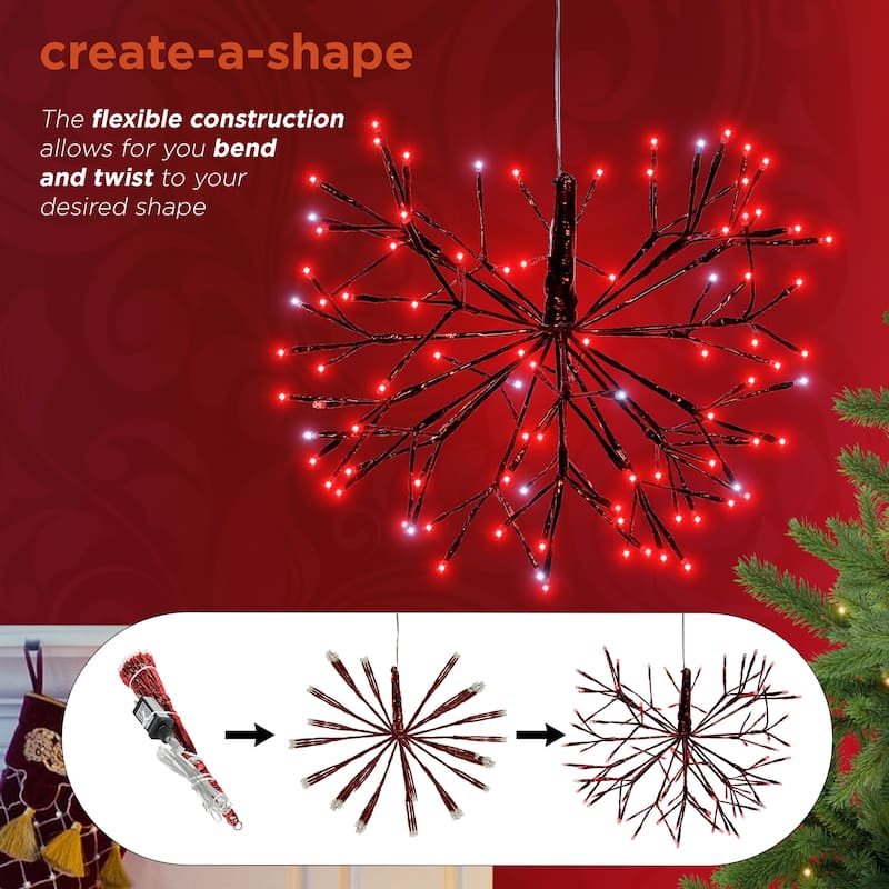 Alpine Corporation 16"H Indoor Holiday 3D Snowflake Hanging Ornament with LED Lights