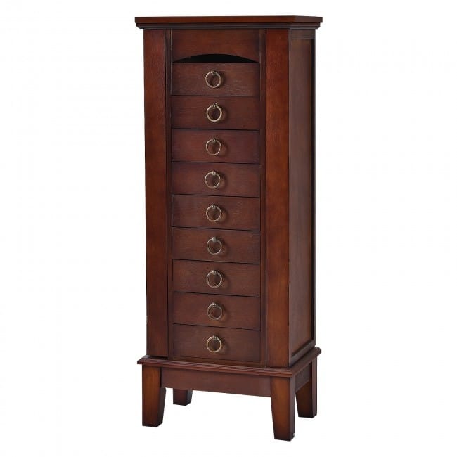 Wooden Jewelry Cabinet Storage Organizer with 6 Drawers - 10.5" x 15.8" x 40" (D x W x H)