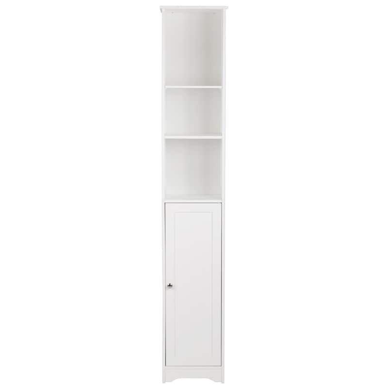 One Door & Three Layers Bathroom Cabinet White - White