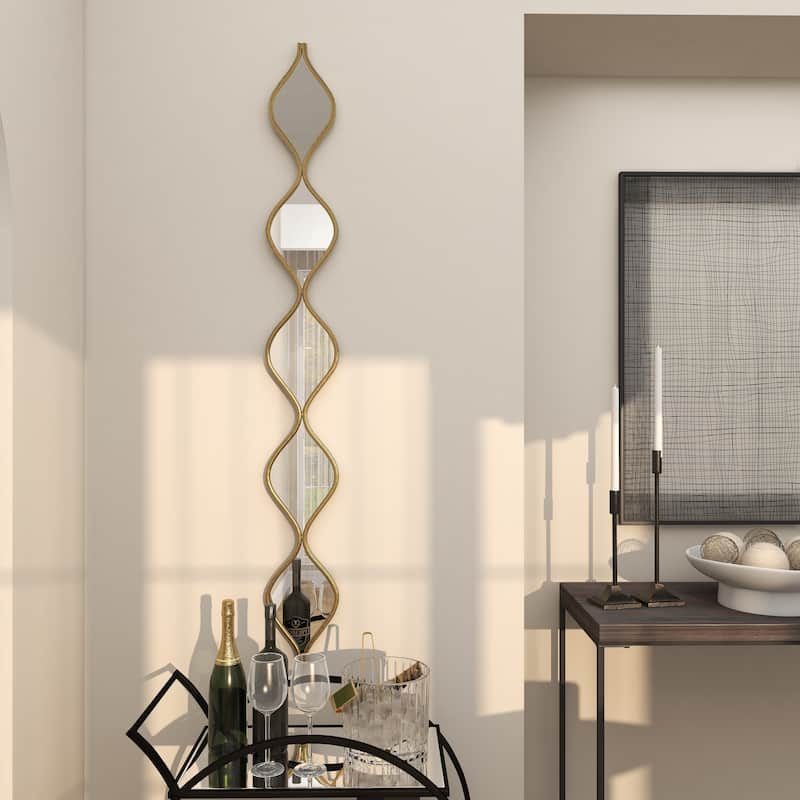 Metal Slim Stacked Chain 5 Layer Wall Mirror with Various Pattern and Foil Detailing - Silver, Gold, or Black