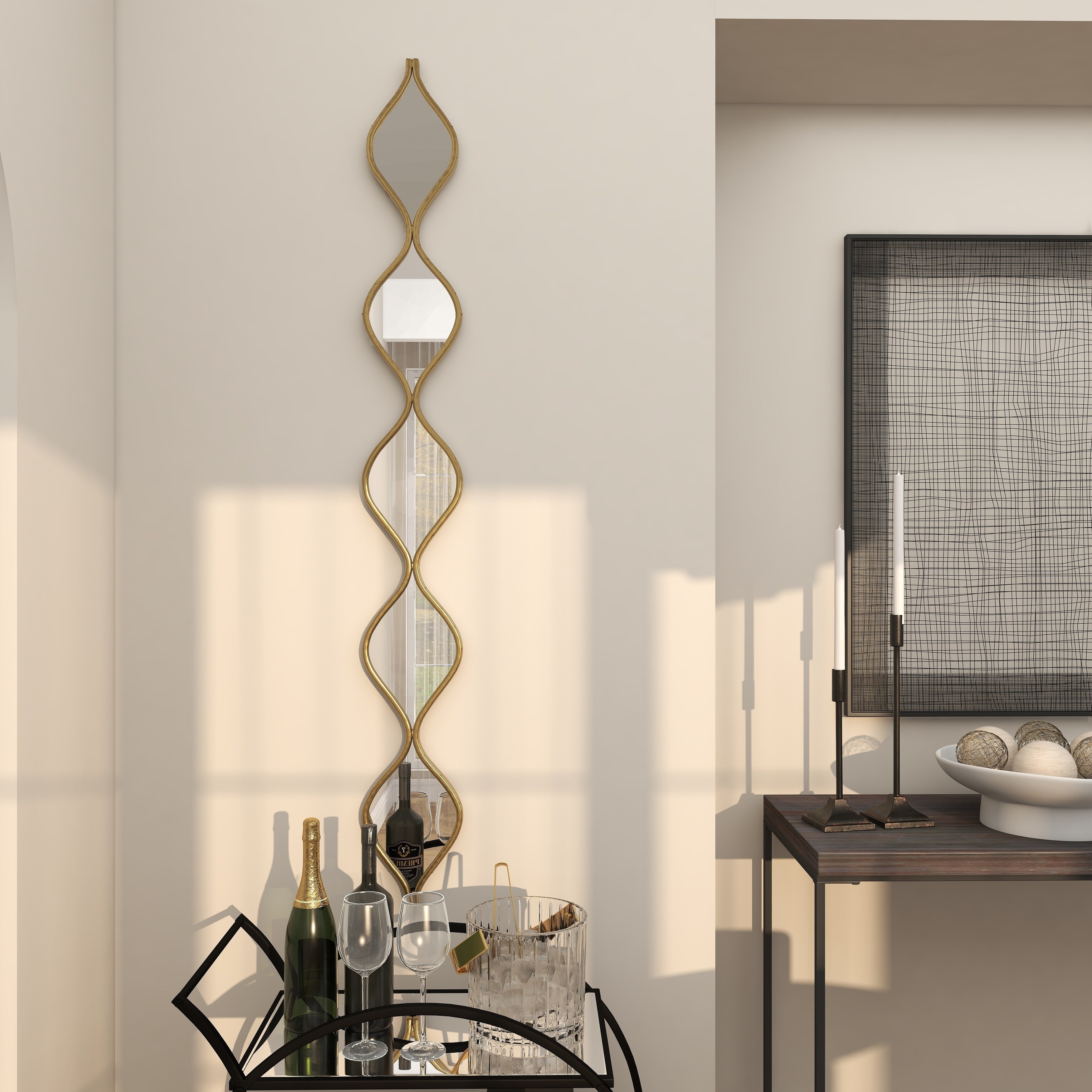 Metal Slim Stacked Chain 5 Layer Wall Mirror with Various Pattern