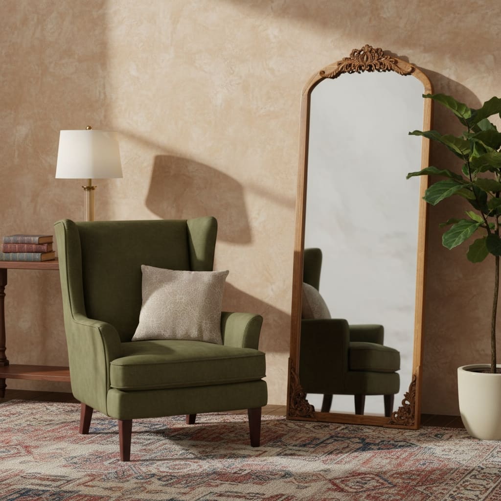 HomeRoots 64" Brown Solid Wood Framed Full Length Mirror - 21.22 in. x 64.06 in. x 1.57 in.