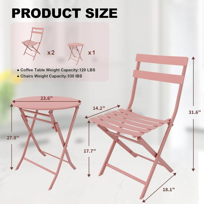 Outdoor Patio Foldable Bistro Set for Bar Garden Backyard