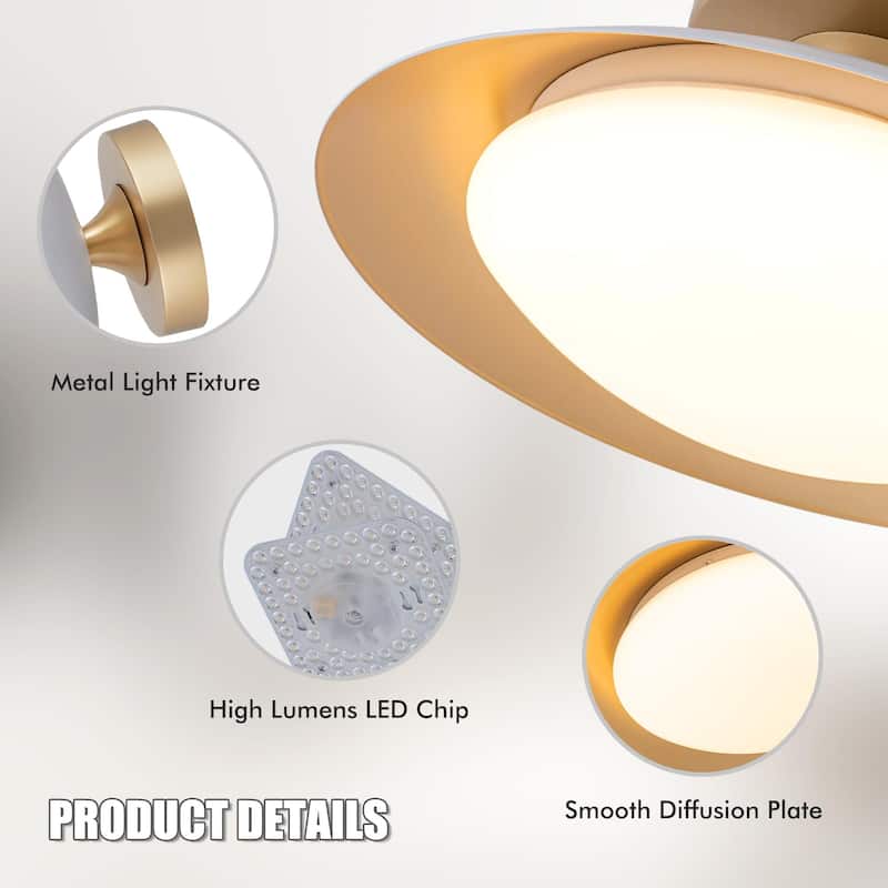 11.8'' Modern Metal 5CCT Integrated LED Semi Flush Mount Ceiling Light