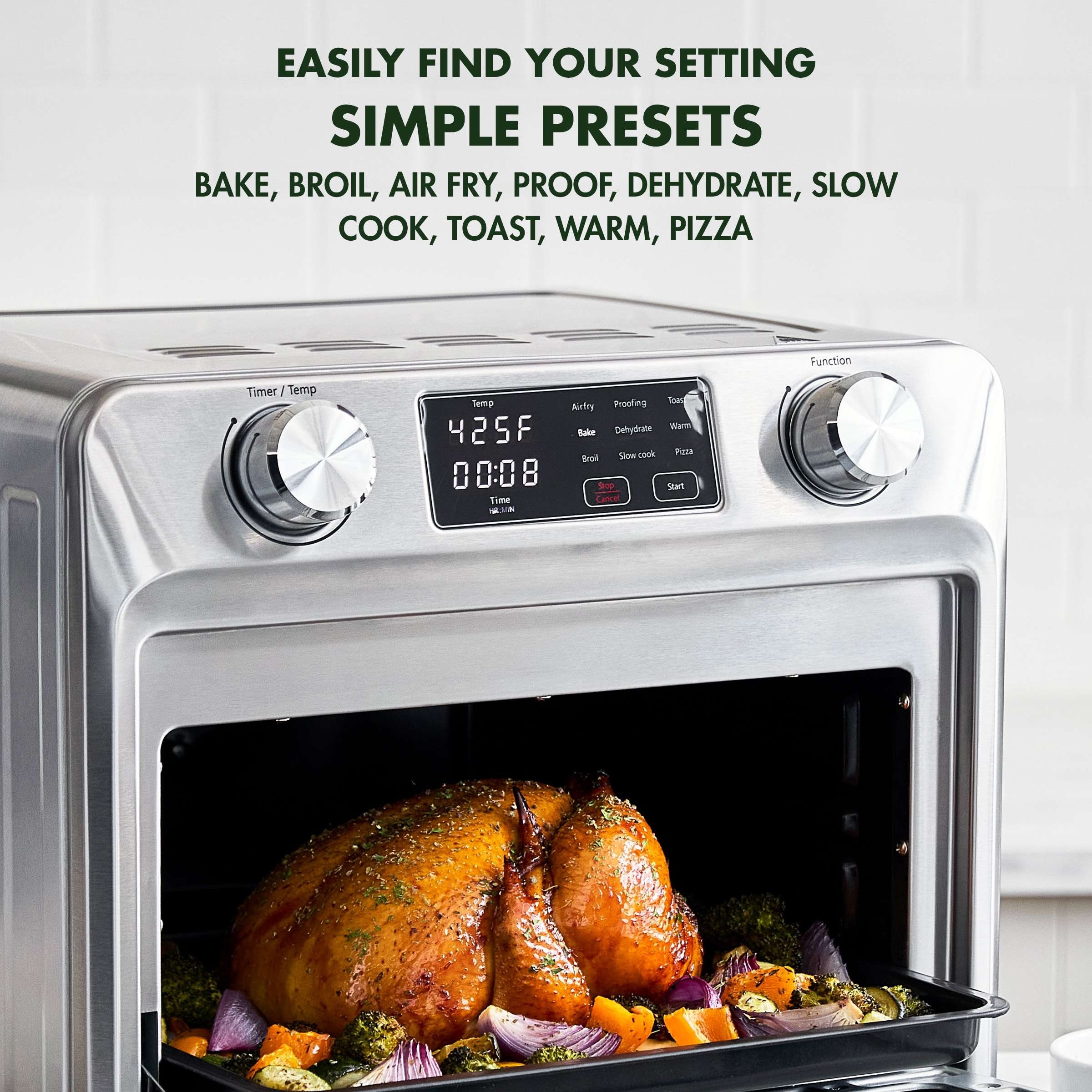 GreenPan Bistro Stainless Steel 9-in-1 Air Fry Oven, PFAS-Free