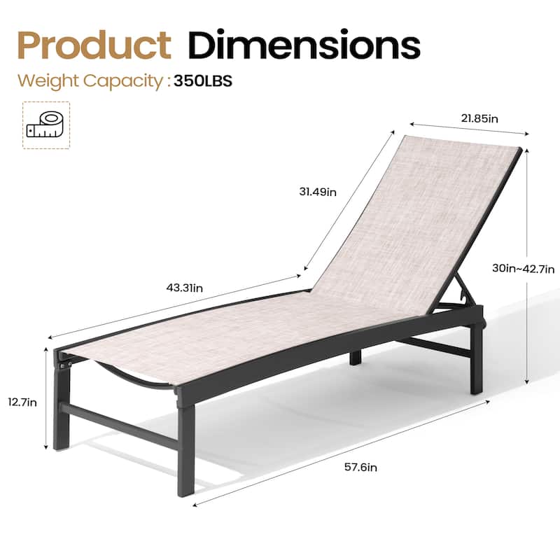 Outdoor Patio Adjustable Chaise Lounge Chairs