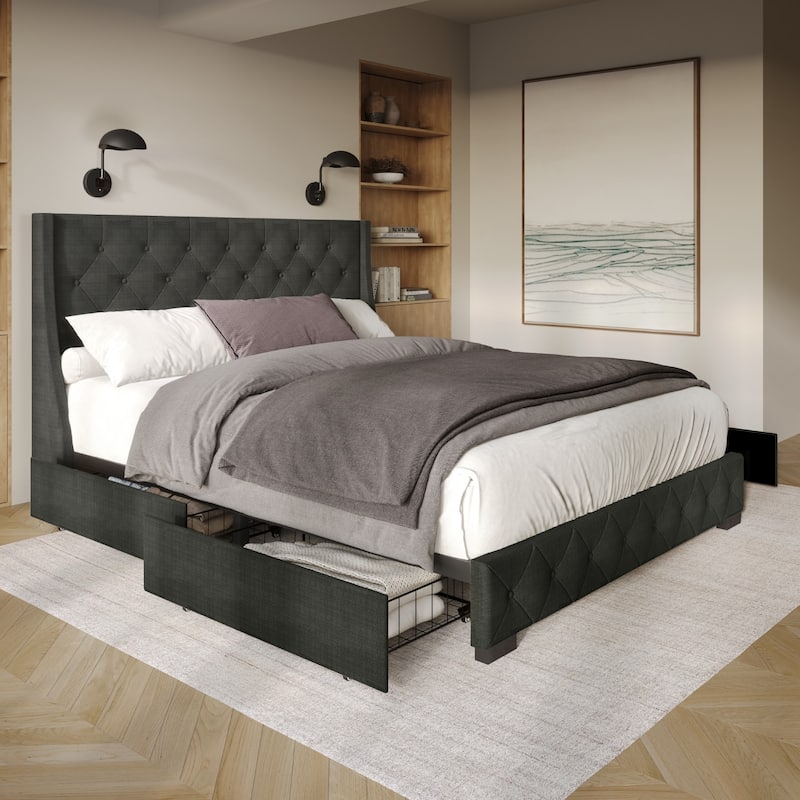 Olympia Tufted Upholstered Storage Platform Bed