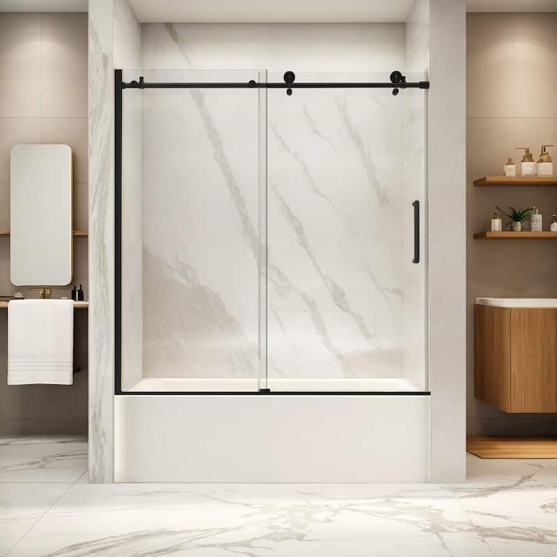 i-Homare 55 - 59 in.W x 60 in.H Tub Sliding Shower Door with Soft Closing System
