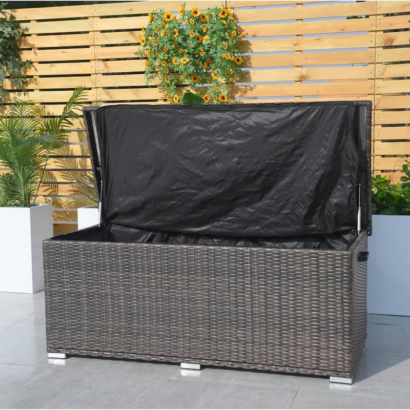 64 / 131 Gallon Outdoor Rattan Storage Deck Box with Metal Frame