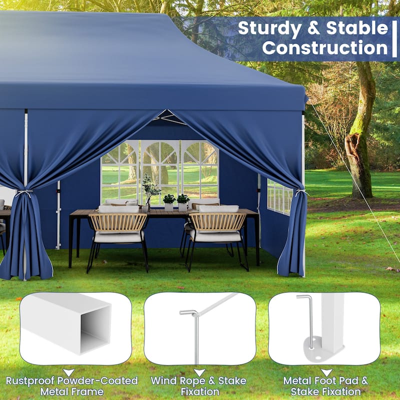 10x20 Pop Up Canopy Tent with 6 Sidewalls and Carry Bag Outdoor Use