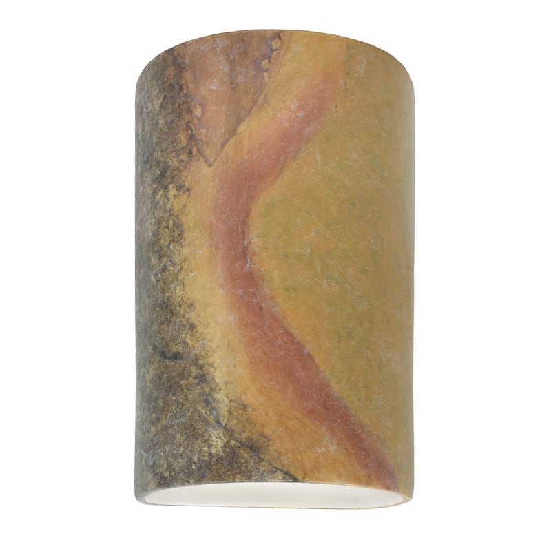 Justice Design Ambiance - Large ADA Cylinder Wall Sconce - Closed Top (Outdoor) - Replaceable Bulb - Harvest Yellow Slate