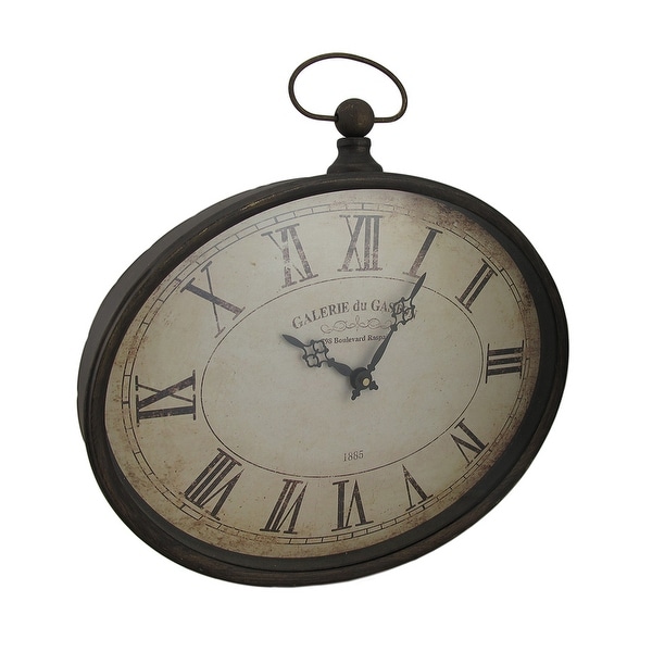 Oval Pocket Watch Style Distressed Finish Wall Clock. Opens flyout.