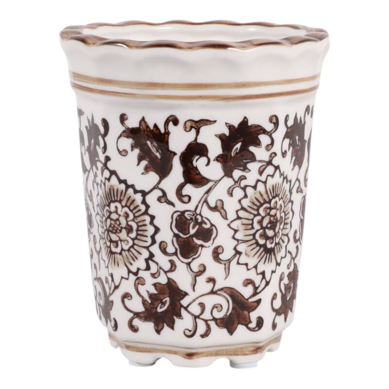 Modern Chinoiserie Ceramic Candle - Jasmine Scented Candle - 5.0"