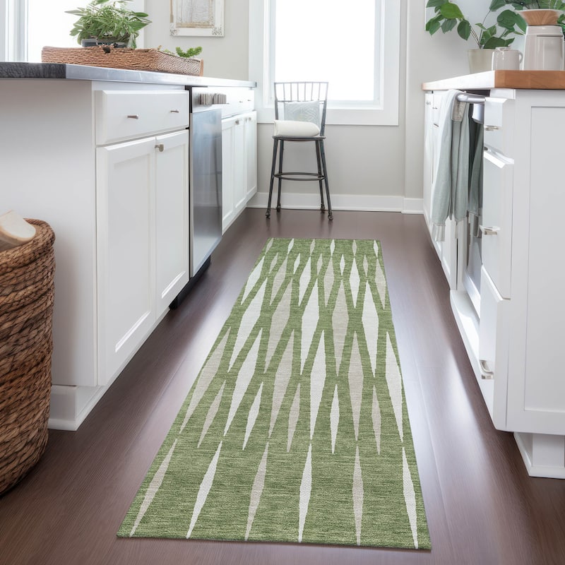 Machine Washable Indoor/ Outdoor Chantille Mosaic Contemporary Rug
