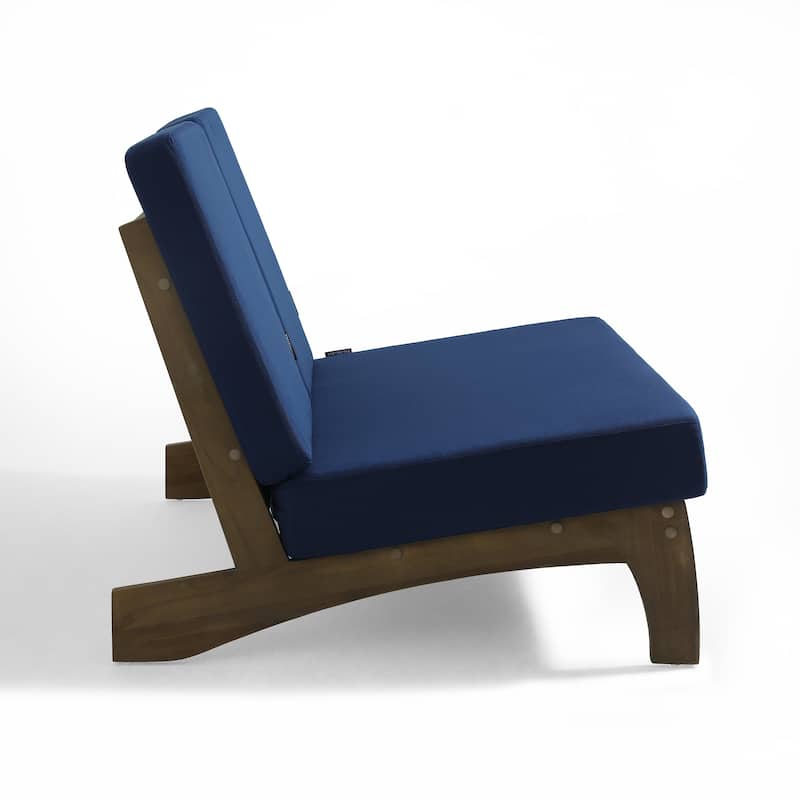 Teak Outdoor Armless Lounge Chair Set Loveseat with Cushions