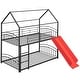 preview thumbnail 41 of 43, Friendly Design Twin Over Twin Metal Frame Bunk Bed Kids House Bed with Slide,Stairs,Two Separate Small Beds