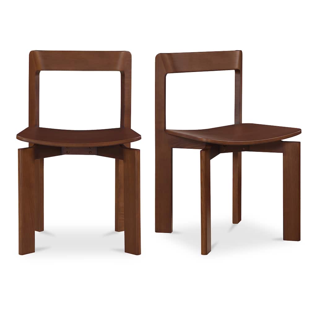 NADAAL STUDIOS Elowar Dining Chair, Solid Kiln-Dried White Ash Frame with Veneer Seat, Walnut Stained Ash - Set of 2