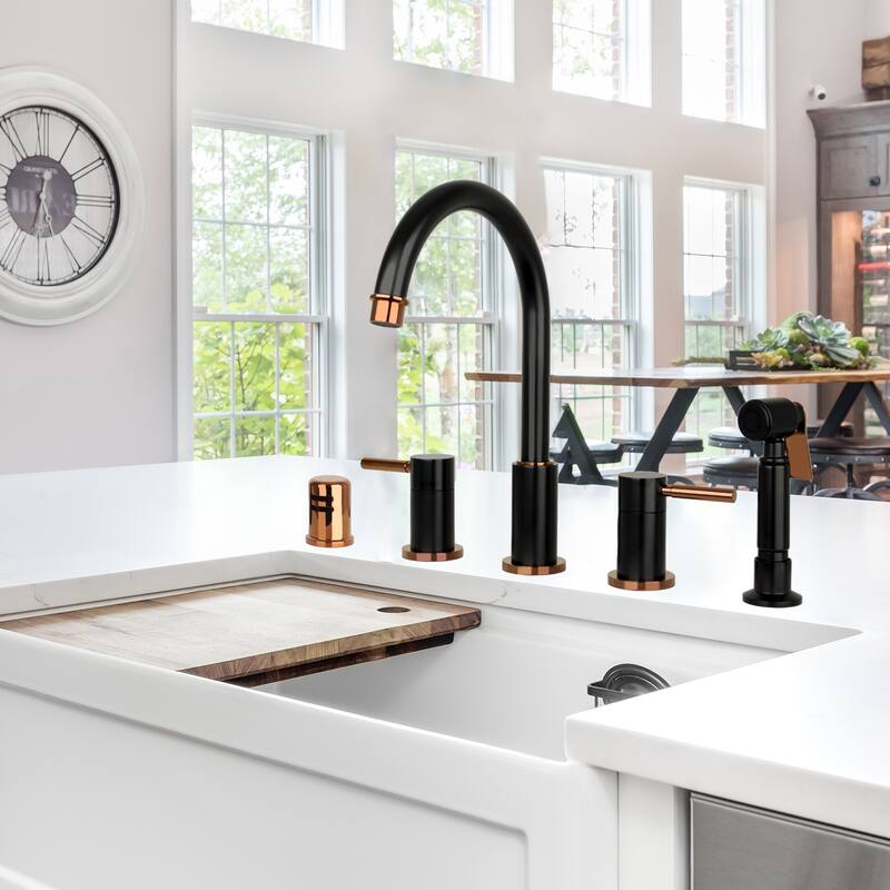 Two-Handles Widespread Kitchen Faucet with Side Sprayer