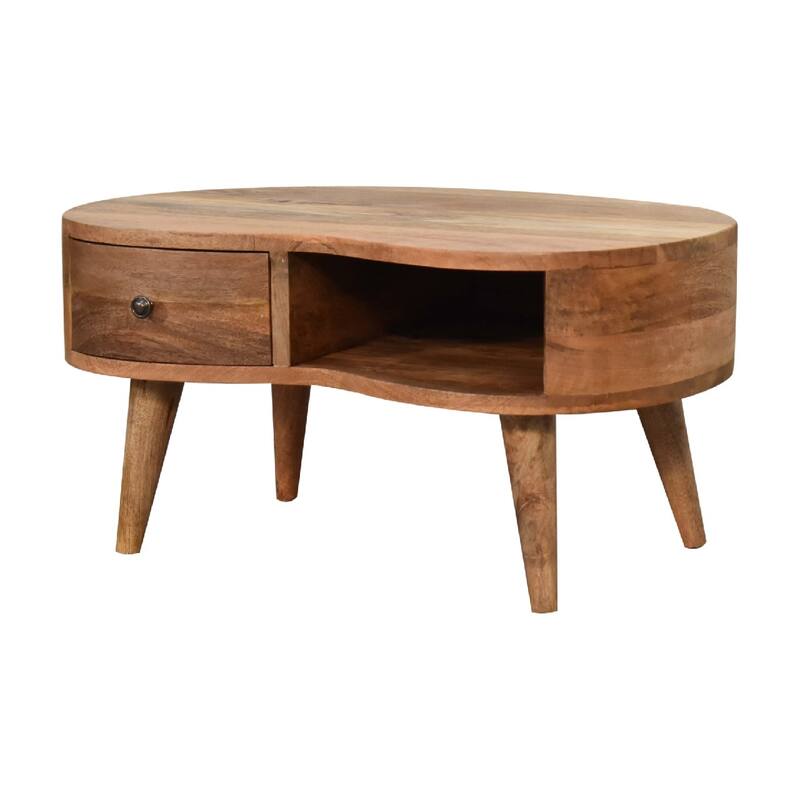 Artisan Furniture Oak-ish Solid Wood Mini Wave Coffee Table