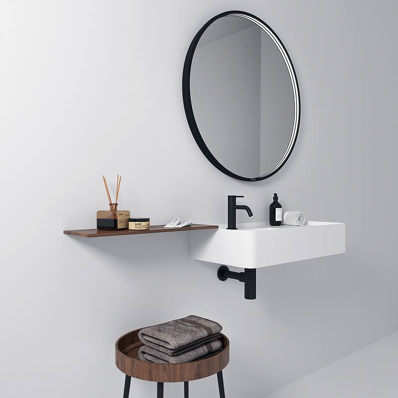 Solstice Round Wall LED Mirror Black Finish