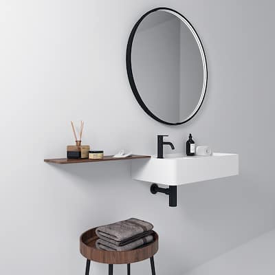 Solstice Round Wall LED Mirror Black Finish