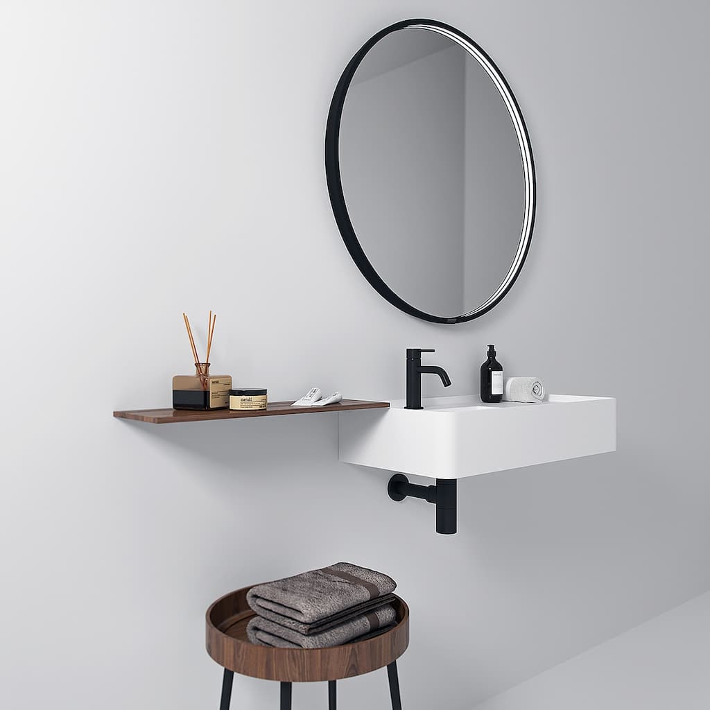 Solstice Round Wall LED Mirror Black Finish