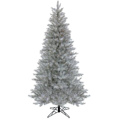 10ft Pre-lit Artificial Christmas Crystal Pine Hinged Tree, 1250 RGB LED Lights- UL - 10 ft