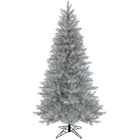9ft Pre-lit Artificial Christmas Crystal Pine Hinged Tree, 950 RGB LED Lights- UL - 9 ft
