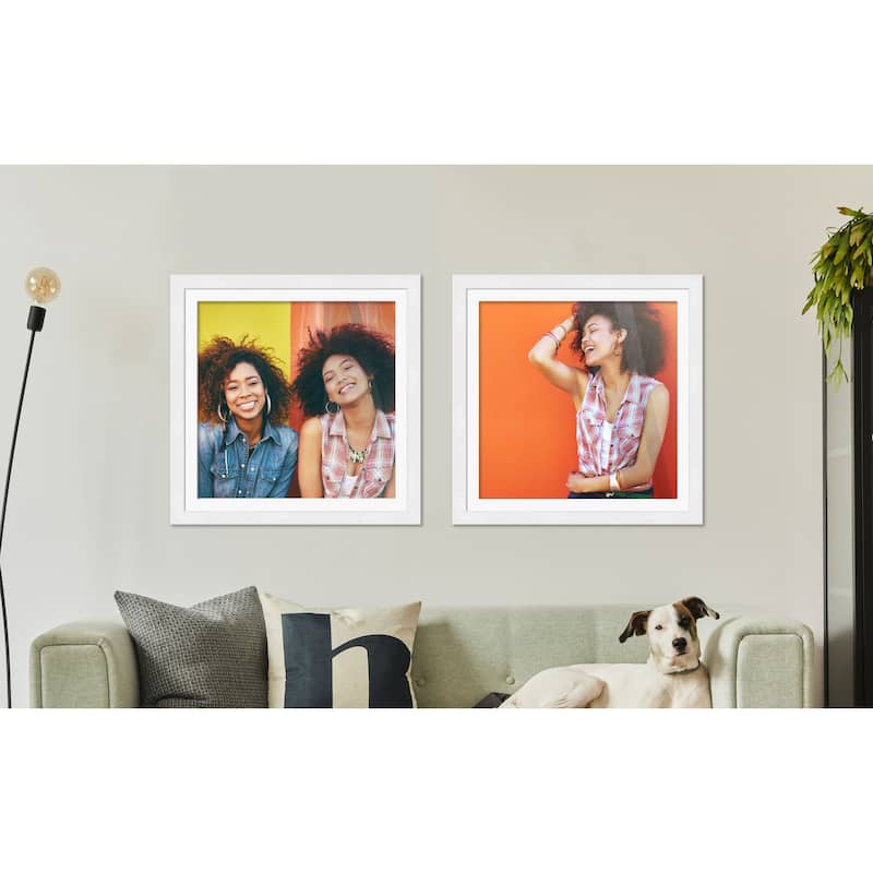 30x30 Frame White With White Picture Mat For 30x30 Print - Or 34x34