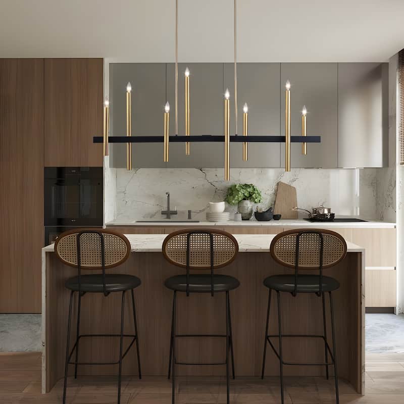 FTL 8-Light Linear Black and Gold Chandelier - N/A