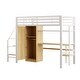 preview thumbnail 22 of 22, Twin Size Loft Bed with Storage Ladder, Metal Loft Bed Frame with Large Wardrobe & Desk for Teens Kids, No Box Spring Needed